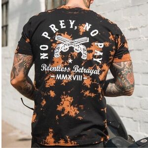 Relentless Betrayal No Prey, No Pay Bleach Wash Short Sleeve Graphic T- Shirt Md